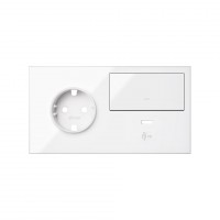 Simon 100 Белый глянец Кит 2 поста, фронт. Накладка на 1 роз.Schuko (прв) + 1 з/у USB C + 1 клав.выкл-ля 10020254-130 фото