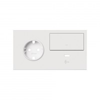 Simon 100 Белый матовый Кит 2 поста, фронт. Накладка на 1 роз.Schuko (прв) + 1 з/у USB C + 1 клав.выкл-ля, белый матовый 10020254-230 фото