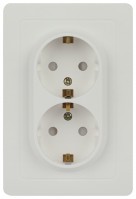 Intro 7-208-01 Розетка Style двойная с заземлением 2X2P+E Schuko со шторками, 16А-250В, IP20, СУ, белый Б0060625 фото