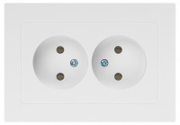 Intro Розетка Accent 6-204-01 2х2P, 16А-250В, IP20, СУ, AL/CU, белый Б0063447 фото