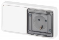 ЭРА Блок розетка с выключателем Эксперт 11-7521-01 IP55, 16A(10AX)-250В, СУ, белый Б0063261 фото