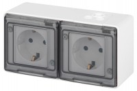 ЭРА Розетка Эксперт 11-2503-01 2х2P+E гориз. IP55, 16A-250В, ОУ, белый Б0063264 фото