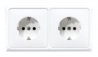 Jung Штепсельная розетка SCHUKO 16A 250V~ сдвоенная, полная плата термопласт белая CD522BFWW фото