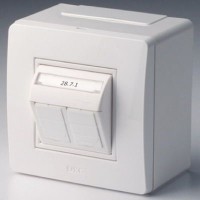 DKC Коробка в сборе с 2 розетками RJ45, кат.5е  (телефон / компьютер), коричневая 10656B фото