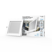 Gauss Светильник Glass кв 18W 1480lm 4000K 220-240V IP20 монт Ø155х155 200*200*30 с дек стек LED 948111218 фото