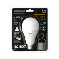 Gauss Лампа A60 8W 490lm 4100K E27 с Li-Ion аккумулятором LED 1/25 102402208 фото