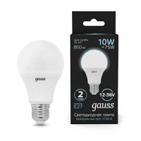 Gauss Лампа A60 AC12-36V 10W 860lm 4100K E27 LED 1/10/100 202502210 фото