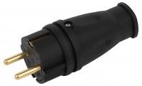 ЭРА Вилка VX10-B-IP44 каучуковая c заземлением 16А IP44 прямая черная Б0055414 фото