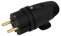 ЭРА Вилка VX11-B-IP44 каучуковая c заземлением 16А IP44 с кольцом угловая черная Б0055416 фото