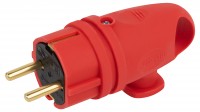 ЭРА Вилка VX11-R-IP44 каучуковая c заземлением 16А IP44 с кольцом угловая красная Б0055417 фото
