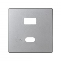 Simon S82 Detail Накладка для зарядного устройства USB A+C цвета холодный алюминий 8201296-093 фото