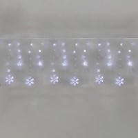Гирлянда Бахрома со снежинками 2,4х0,9м, 150LED БЕЛЫЙ, прозрачный ПВХ, IP20, свечение с динамикой, 230В, не соединяется, с контроллером 8 режимов 255-075 фото