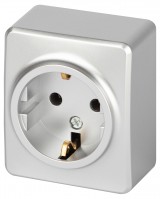 Розетка ЭРА Эксперт 11-2203-03 2P+E Schuko IP20 16A-250В ОУ алюминий Б0063020 фото