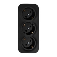 Legrand Quteo IP20 Чёрный матовый Розеточный блок тройной с заземлением с предварительным подключением со шторками 16А 250В винтовые зажимы накладной 782473 фото