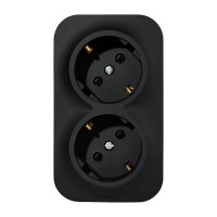 Legrand Quteo IP20 Чёрный матовый Розеточный блок двойной с заземлением с предварительным подключением со шторками 16А 250В винтовые зажимы накладной 782475 фото