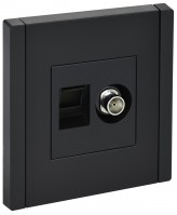 FORTE&PIANO Роз. двойная TV+RJ45 кат.6 FP137 чер. IEK FP-AK20-2-K02 фото