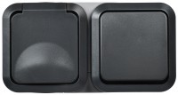 IEK TORS Блок розетка + выключ. гор. 16А IP55 TS142 графит TS-G10-6-55-V-K53 фото