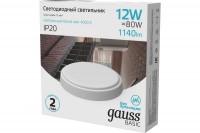 Светильник ЖКХ Gauss BASIC круг 12W 1140lm 4000K 220-240V IP20 D135*33мм белый LED 1/40 193411212B фото