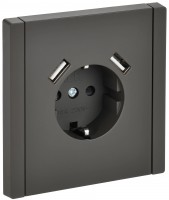 IEK FORTE&PIANO Серый Розетка с/з со шт винтовое крепление 16А USB A+A 3,1А FP345 FP-R14-16-U21-D31-K03 фото