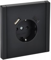 IEK FORTE&PIANO Черный Розетка с/з со шт винтовое крепление 16А USB A+C 18Вт FP147 FP-R14-16-U22-018-K02 фото