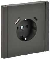 IEK FORTE&PIANO Серый Розетка с/з со шт винтовое крепление 16А USB A+C 18Вт FP347 FP-R14-16-U22-018-K03 фото