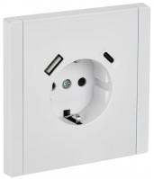 IEK FORTE&PIANO Белый Розетка с/з со шт винтовое крепление 16А USB A+C 18Вт FP247 FP-R14-16-U22-018-K01 фото