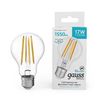 Лампа Gauss Basic Filament А60 17W 1550lm 4100К Е27 LED 1/10/40 10212272 фото