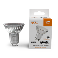 Лампа Gauss Basic MR16 6W 530lm 3000K GU10 LED 1/10/100 10106162 фото