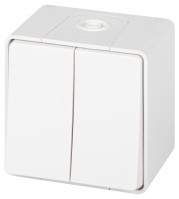Переключатель ЭРА Эксперт 11-1506-01 двойной IP55, 10АХ-250В, ОУ, белый Б0063295 фото