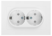 ЭРА 6-208-01 Розетка Intro Accent 2X2P+E Schuko со шторками, 16А-250В, IP20, СУ, AL/CU, белый Б0063528 фото
