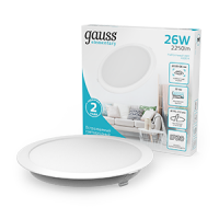 Gauss Светильник Elementary Downlight круг26W 2250lm 4000K 170-260V IP20 220*26 белый LED 1/40 997520224 фото