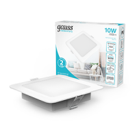 Gauss Светильник Elementary Downlight квадрат 10W 780lm 4000K 170-260V IP20 120*26 белый LED 1/100 998420209 фото