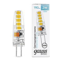 Gauss Лампа Basic G4 AC220-240V 2W 190lm 4100K силикон LED 1/20/200 1169722 фото