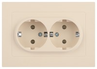 Розетка Intro Accent 6-205-02 2X2P+E Schuko, 16А-250В, IP20, СУ, AL/CU, слоновая кость Б0063489 фото