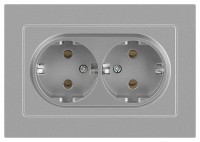 Розетка Intro Accent 6-205-03 2X2P+E Schuko, 16А-250В, IP20, СУ, AL/CU, алюминий Б0063490 фото