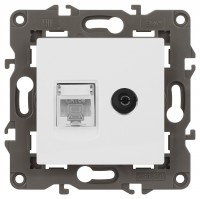 Розетка ЭРА Elegance 14-3110-01М RJ45+TV, белый матовый Б0065767 фото