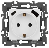 Розетка ЭРА Elegance 14-4108-01М 2P+E 16A-250В со шторками с USB type-A+C 5В-3А белый матовый Б0067710 фото