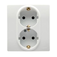 Legrand Etika Белый Розетка 2-ая с/з со шторками, винт. клеммы, 16А, 250 В 672273 фото