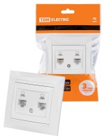 TDM Розетка компьютерная двойная RJ45 белая 