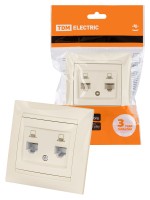 TDM Розетка компьютерная двойная RJ45 сл. кость  