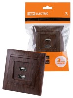 TDM Розетка 2USB порт 2,1А 5В венге 