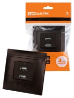 TDM Розетка 2USB порт 2,1А 5В шоколад 