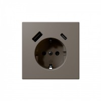 Jasmart FD Матовый тауп (soft touch) Розетка с/з со шторками 16A c USB A+C 25W FD5501USB-25PTM фото