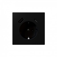 Jasmart FD Черный матовый (soft touch) Розетка с/з со шторками 16A c USB A+C 25W FD5501USB-25PBM фото