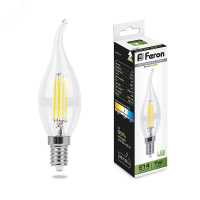 Лампа светодиодная LED 7вт Е14 белый свеча на ветру FILAMENT 25781 Feron pe1074688 фото