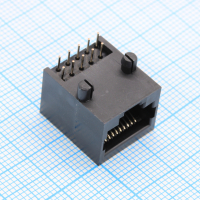 DS1135-S100BPX Розетка 10P10C (RJ45) на плату угловая, с ушами, цвет черный CONNFLY pe523776 фото