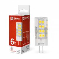 Лампа светодиодная LED-JCD 6Вт капсульная прозрачная 4000К нейтр. бел. G4 570лм 230В 4690612036144 IN HOME pe575749 фото