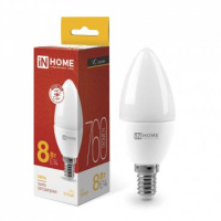 Лампа светодиодная LED-СВЕЧА-VC 8Вт свеча 3000К тепл. бел. E14 760лм 230В 4690612020426 IN HOME pe576261 фото