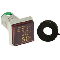 DMS-305 Цифровой LED многофункциональный измеритель AC 60-500В/2-100А/0-99Гц, AD16-22VAHZS, красный, установка на панель в отв d=22мм RUICHI pe438535 фото