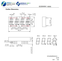 GCS04041EO1A10GD-4.0 4-х разрядный индикатор 10,16мм/оранжевый/605nm/50-85мкд/ОА HongLi pe1070088 фото